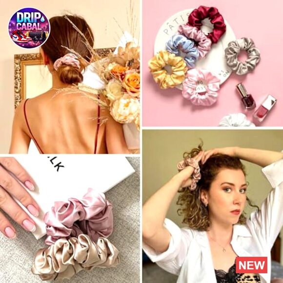 Silk Scrunchies Hair Ties Set Frizz Prevention Gentle No Damage Elastic main image 5